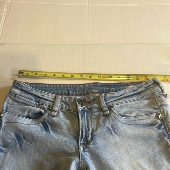 BCBG Chic Light Blue Flare Wide Leg Jeans w zipper front and back pockets - Picture 5 of 15